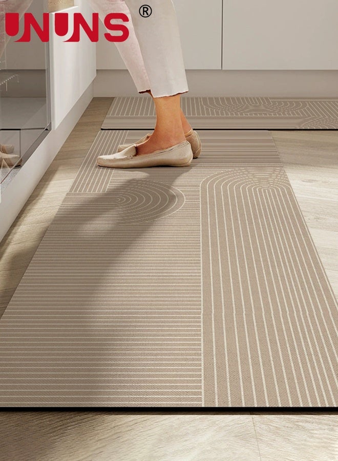 UNUNS 2PCS Absorbent Bath Mat Rug Sets,Quick Drying Mat Silicone Magic Bath Mat,Non-slip Floor Rug Rubber Backed For Kitchen Shower Sink,40x60cm+40x120cm,Gray - Image 1